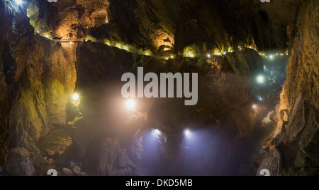 The huge main chamber in Skocjan Caves Park, Slovenia - a UNESCO World Heritage Site. Stock Photo