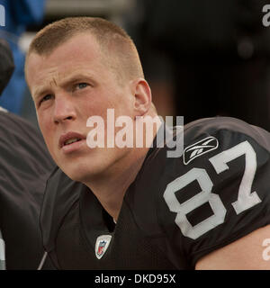 Nov. 6, 2011 - Oakland, CA, USA - Oakland Raiders vs Denver Broncos  at O.co Coliseum Sunday, November 6, 2011.  Oakland Raiders tight end Kevin Boss (87).Broncos beat Raiders 38-24 (Credit Image: © Al Golub/ZUMAPRESS.com) Stock Photo