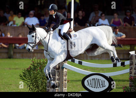 Dec 03, 2006; Wellington, FL, USA;  The 123rd National Horse Show and Family Festival was held Sunday at The Palm Beach Polo Equestrian Club,  showcasing the nation's top Equestrians in the Hunter, Jumper and Dressage disciplines. Here, Georgina Bloomberg competes in the $50,000 Rolex/USEF National Show Jumping Championship. Mandatory Credit: Photo by Bruce R. Bennett/Palm Beach Po Stock Photo