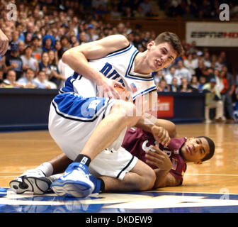 Jan 02, 2007 - Durham, NC, USA - NCAA College Basketball Duke Blue Devils #55 BRIAN ZOUBEK fights for the ball as Duke Univeristy Blue Devils Basketball team beat Temple University Owls 73-55 as they played at Cameron Indoor Stadium located in the campus of Duke University in Durham. Stock Photo