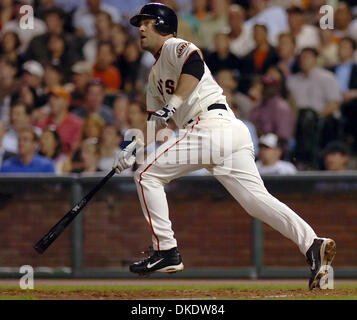 May 07, 2007 - San Francisco, CA, USA - MLB Baseball: San Francisco Giants Rich Aurilia, #35, watches the flight of his three -run home run against the New York Mets in the 5th inning of their game on Monday, May 7, 2007, at AT&T Park in San Francisco, Calif. Randy Winn, #2, and Omar Vizquel, #13, scored on the play. (Credit Image: © Jose Carlos Fajardo/Contra Costa Times/ZUMA Pres Stock Photo