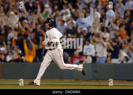 May 07, 2007 - San Francisco, CA, USA - MLB Baseball: Giants fans rejoice as San Francisco Giants Bengie Molina, #1, rounds the bases after hitting a three-run home run in the 5th inning of their game against the New York Mets on Monday, May 7, 2007 at AT&T Park in San Francisco, Calif. Molina hit a two-run home run earlier in the inning. (Credit Image: © Jose Carlos Fajardo/Contra Stock Photo