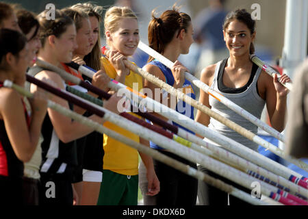 May 30, 2007; Cerritos, CA, USA; California High Schooler Allison Stokke, 18, has become a victim of unwanted attention after a photo was posted on a sports blog. Additionally , a three-minute video of Stokke standing against a wall and analyzing her performance at a track meet had been posted on YouTube and viewed 150,000 times. The wave of attention has steamrolled Stokke and her Stock Photo