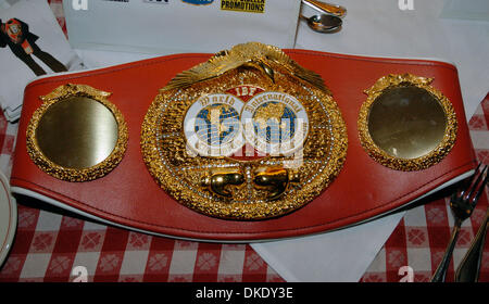 Jun 13, 2007 - Manhattan, NY, USA - The IBF Welterweight Championship Belt. Gallagher's Steakhouse hosts a press conference promoting the IBF Junior Welterweight Championship bout as Paulie Maliginaggi, of Bensonhurst Brooklyn challenges veteran world titlist Lovemore N'dou this Saturday night, June 16 at Mohegan Sun Arena in Connecticut, the bout will be televised on HBO's Boxing  Stock Photo