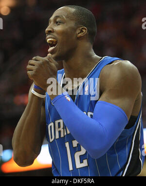 May 22, 2009 - Orlando, Florida, USA - Orlando center DWIGHT HOWARD (12) reacts during the Magic's 96-95 loss to the Cleveland Cavaliers in game two of the Easter Conference Finals at Quicken Loans Arena in Cleveland, OH, Friday, May 22, 2009. (Credit Image: © Gary W. Green/Orlando Sentinel/ZUMA Press) RESTRICTIONS: * Daytona and Online RIGHTS OUT * Stock Photo