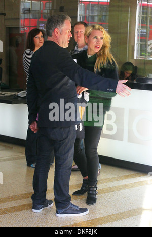 Chris Moyles and Billie Piper outside BBC Broadcasting House & Radio Theatre for Chris Moyles Breakfast Show London England - Stock Photo