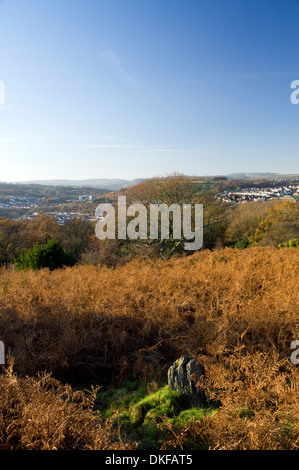 Rhymney Valley Ridgway Footpath, above Ystrad Mynach, Gwent, South Wales Valleys. Stock Photo