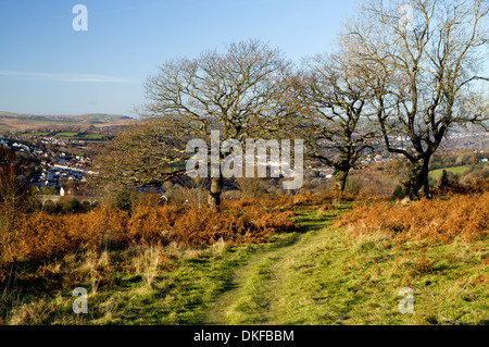 Rhymney Valley Ridgway Footpath, above Maesycymmer, Gwent, South Wales Valleys. Stock Photo