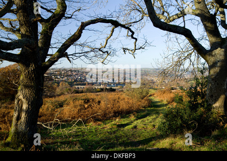 Rhymney Valley Ridgway Footpath, above Maesycymmer, Gwent, South Wales Valleys. Stock Photo