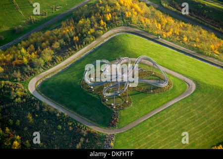 Tiger and Turtle Magic Mountain, Landmarke Angerpark park, aerial view, Duisburg, Ruhr area, North Rhine-Westphalia, Germany Stock Photo