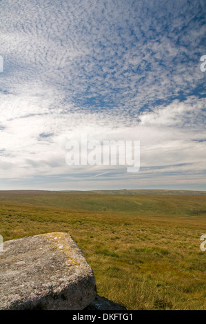 Attractive skyscape looking west from Hangingstone Hill on Dartmoor Stock Photo