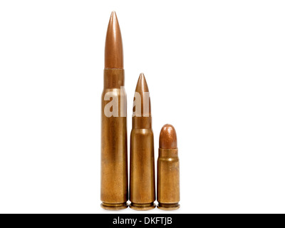 three bullets isolated on white background Stock Photo