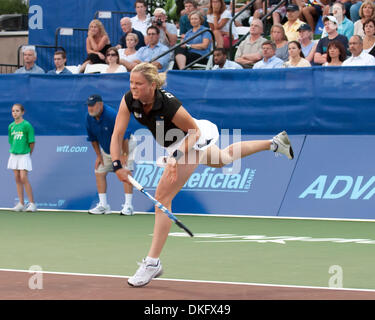 Jul 22, 2009 - King Of Prussia, Pennsylvania, USA - After two years away from Tennis KIM CLIJSTERS is back. Playing in a World Team Tennis match against the Philadelphia Freedoms, Clijsters won her singles match against the Freedom’s 14 yr. old rookie, Madison Keys. Right after playing a singles match Clijsters team up with double partner, Liga Dekmeijere to beat Madison Keys and d Stock Photo