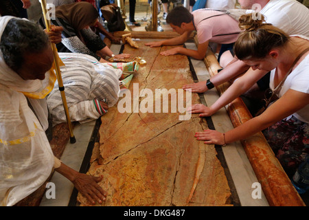 The Stone of Anointing, Holy Sepulchre Church, Jerusalem, Israel, Middle East Stock Photo