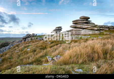 A granite tor at Stowes Hill on Bodmin Moor in Cornwall Stock Photo