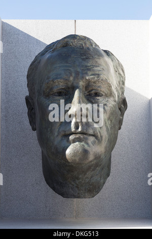 Franklin Delano Roosevelt Bust Sculpture in the Four Freedoms Park on Roosevelt Island, New York, USA Stock Photo