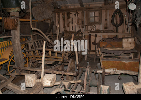 In the floodplains of Sava river in Croatia the agriculture still remains old fashioned, even if some tools are in the museum. Stock Photo