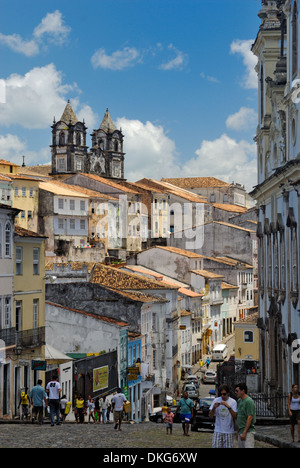 Brazil, Bahia, Salvador, Pelourinho: Triangular plaza Largo do Pelourinho within Salvador de Bahia's centre Pelourinho. Stock Photo