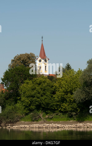 In the floodplains of Sava river in Croatia the agriculture still remains old fashioned as the churches on the river banks are. Stock Photo