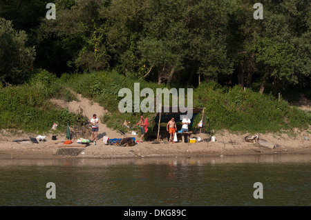 In the floodplains of Sava river in Croatia the agriculture still remains as old fashioned as summertime pleasures at its banks Stock Photo