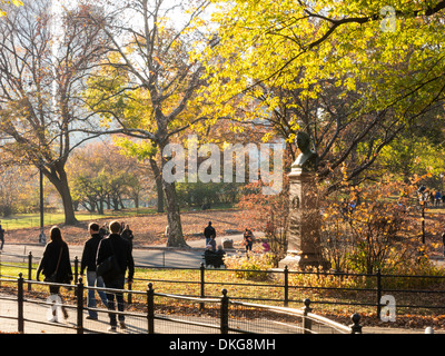 People Walking, Central Park in Autumn, NYC Stock Photo