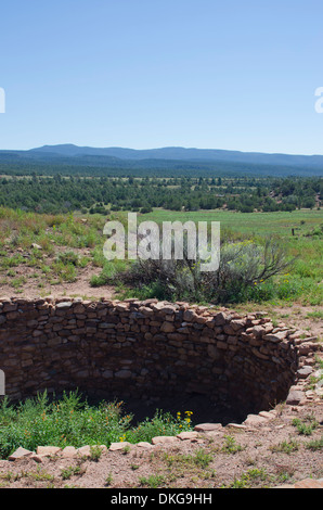 A ceremonial kiva was used by ancient Pueblo Indian tribes in a settlement along the Pecos River some 1,000 years ago. Stock Photo
