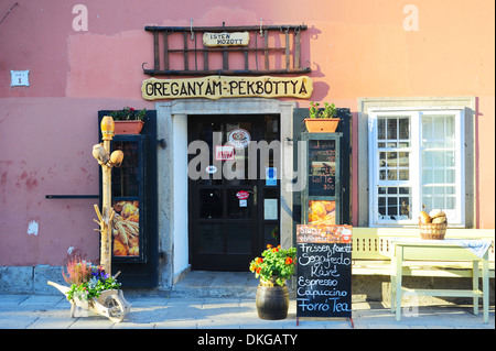 Old fashioned Hungarian coffe shop in the city center in Eger, Hungary Stock Photo