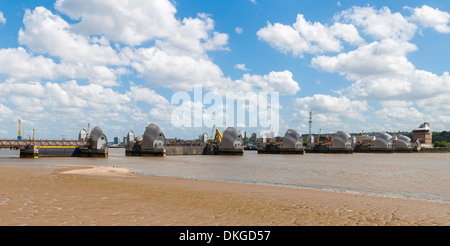 The Thames Barrier - movable flood barrier in eastern London, United Kingdom Stock Photo
