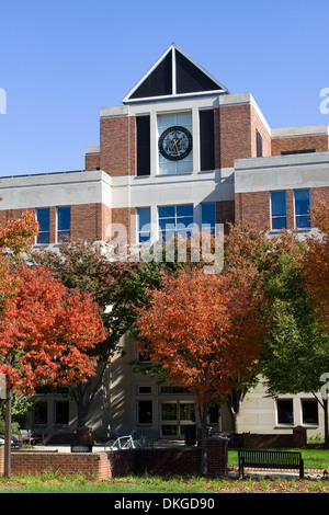 Modern building on the campus of the University of Maryland in College Park, MD, USA with fall foliage. Stock Photo
