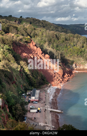 Coastal erosion at Babbacombe Beach, Devon, England. Stock Photo