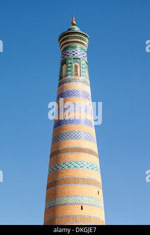 Islam Khodja Minaret, Ichan Kala, Khiva, Uzbekistan Stock Photo