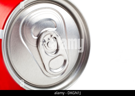 Top of a drinks can over a white background. Stock Photo