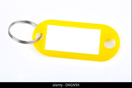Yellow Key Tag isolated over a white background. Stock Photo