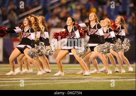 DEC 05, 2013: Linganore Lancer cheerleaders perform during the half during action between the Franklin Indians and the Linganore Lancers at the MD State 3A Football Championships at M&T Bank Stadium in Baltimore, MD. Franklin defeated Linganore 20-7. Stock Photo