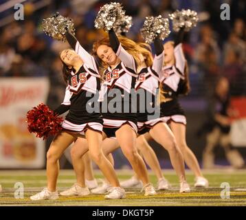 DEC 05, 2013: Linganore Lancer cheerleaders perform during the half during action between the Franklin Indians and the Linganore Lancers at the MD State 3A Football Championships at M&T Bank Stadium in Baltimore, MD. Franklin defeated Linganore 20-7. Stock Photo