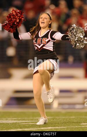 DEC 05, 2013: Linganore Lancer cheerleaders perform during the half during action between the Franklin Indians and the Linganore Lancers at the MD State 3A Football Championships at M&T Bank Stadium in Baltimore, MD. Franklin defeated Linganore 20-7. Stock Photo