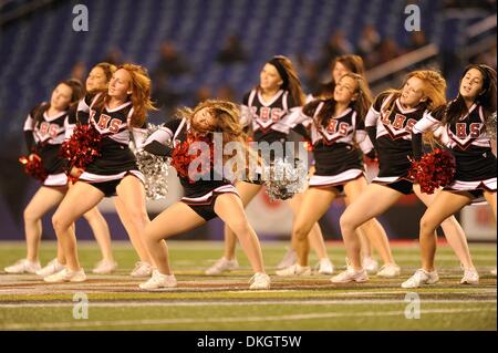 DEC 05, 2013: Linganore Lancer cheerleaders perform during the half during action between the Franklin Indians and the Linganore Lancers at the MD State 3A Football Championships at M&T Bank Stadium in Baltimore, MD. Franklin defeated Linganore 20-7. Stock Photo