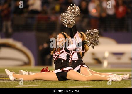 DEC 05, 2013: Linganore Lancer cheerleaders perform during the half during action between the Franklin Indians and the Linganore Lancers at the MD State 3A Football Championships at M&T Bank Stadium in Baltimore, MD. Franklin defeated Linganore 20-7. Stock Photo