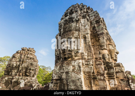 Face towers in Bayon Temple in Angkor Thom, Angkor, UNESCO World Heritage Site, Siem Reap Province, Cambodia, Southeast Asia Stock Photo