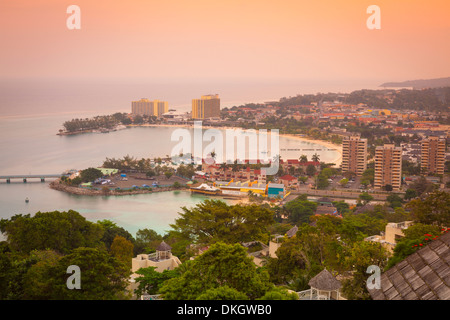 Elevated view over city and coastline, Ocho Rios, Jamaica, West Indies ...