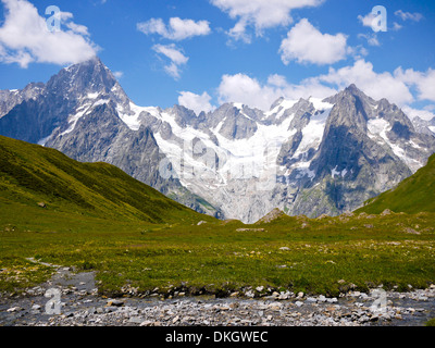 The Mount Blanc from Val Ferret, Alps Mountains, Italy Stock Photo