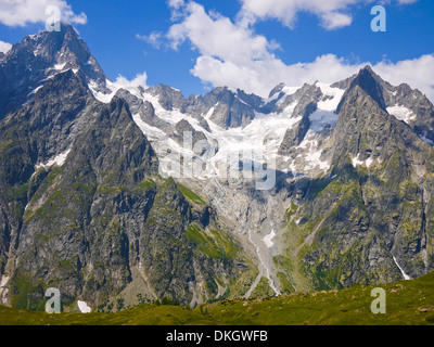 The Mount Blanc from Val Ferret, Alps Mountains, Italy Stock Photo