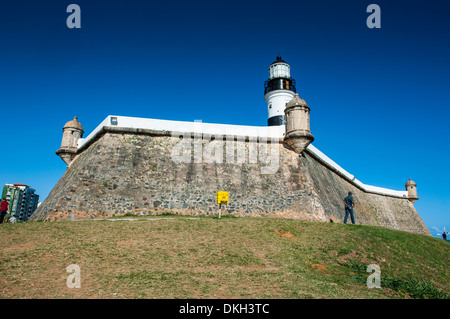 Farol da Barra Lighthouse, Salvador da Bahia, Bahia, Brazil, South America Stock Photo