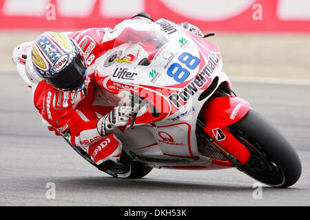 July 04, 2009 - Monterey, California, U.S - 04 July 2009: Niccolo Canepa, of Italy, rides the #88 Ducati for the Pramac Team during MotoGP practice at the  Mazda Raceway Laguna Seca, in Monterey, Calif. MotoGP's 8th race is set to take place on Sunday, July 5, 2009 prior to making its next stop  in Germany. (Credit Image: © Konsta Goumenidis/Southcreek Global/ZUMApress.com) Stock Photo