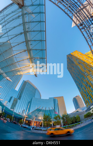 USA, Nevada, Las Vegas, The Strip, City Center, Aria Resort and Casino, Veer Towers on right Stock Photo