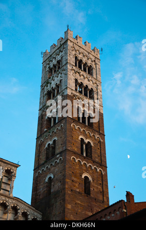 Clock tower of Duomo the cathedral cattedrale di San Martino church old town Lucca city Tuscany region Italy Europe Stock Photo