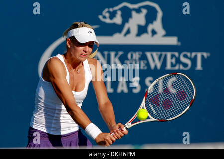 July 30, 2009 - Stanford, California, USA - 30 July 2009:  Soran Cirstea (ROU),not pictured, and Maria Kirilenko (RUS), against Julie Coin (FRA) and Marie-Eve Pelletier (CAN), not pictured, in the second round play during the Bank of the West Classic, Sony Ericsson WTA tour, women's tennis tournament at the Taube Family Tennis Stadium in Stanford Calif. (Credit Image: © Konsta Goum Stock Photo