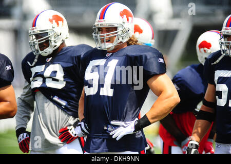 Buffalo Bills linebacker Paul Posluszny waits on the offense during Friday's practice at St. John Fisher College in Rochester, NY. (Credit Image: © Michael Johnson/Southcreek Global/ZUMApress.com) Stock Photo