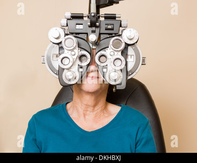 Woman Having An Eye Exam Stock Photo