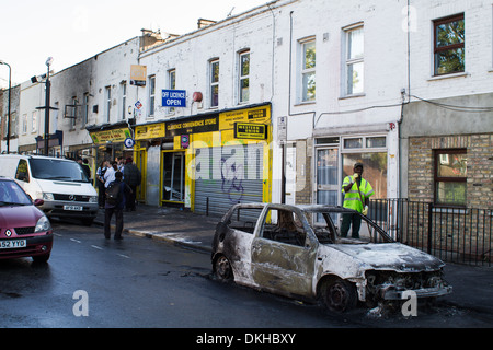 Aftermath of the London Riots in Clarence Road Hackney 2011 Stock Photo